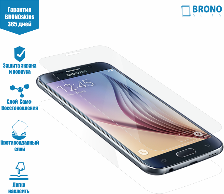 Защитная пленка на Ssamsung Galaxy S6, Пленка на Samsung galaxy S6, Стекло для Samsung galaxy S6, Броноскинс, Bronoskins Защитная Броня для Samsung Galaxy S6