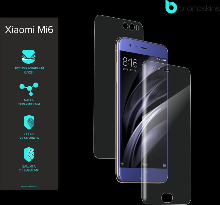Защитная пленка для Xiaomi Mi6, защитное стекло Xiaomi Mi6, броноскинс для Xiaomi Mi6 Защитная Броня для Xiaomi Mi6